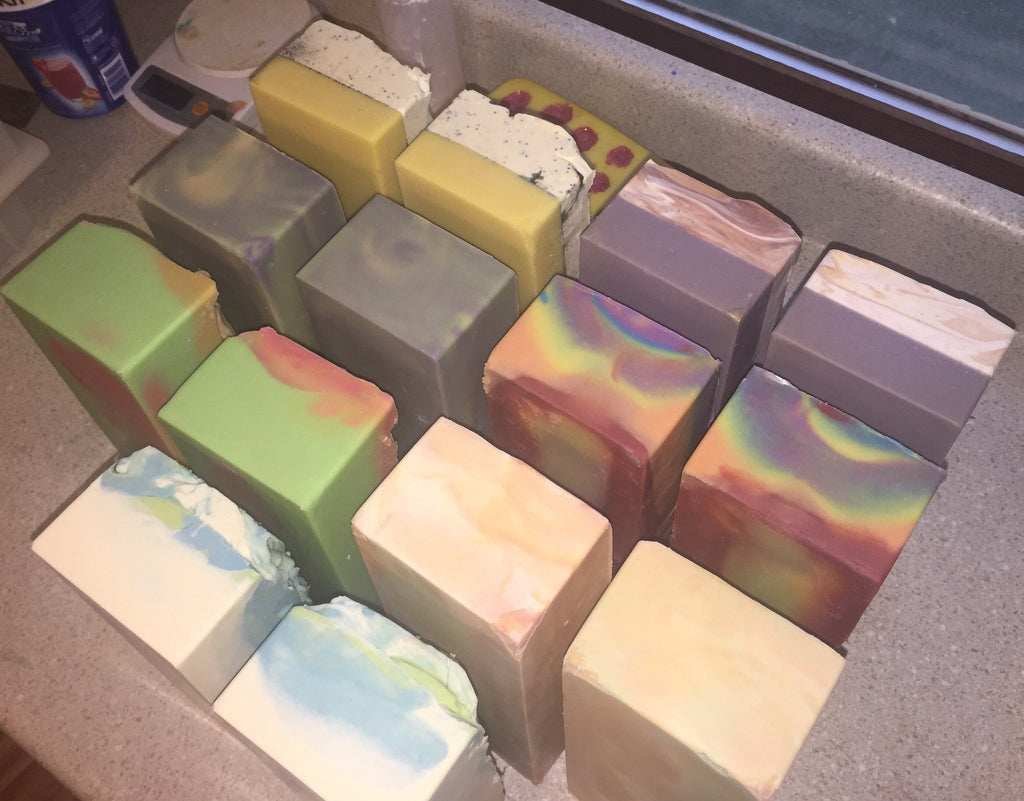 What's on the soap curing rack?